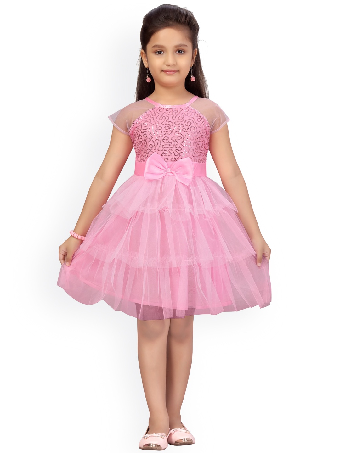 

Aarika Girls Pink Embellished Fit and Flare Dress