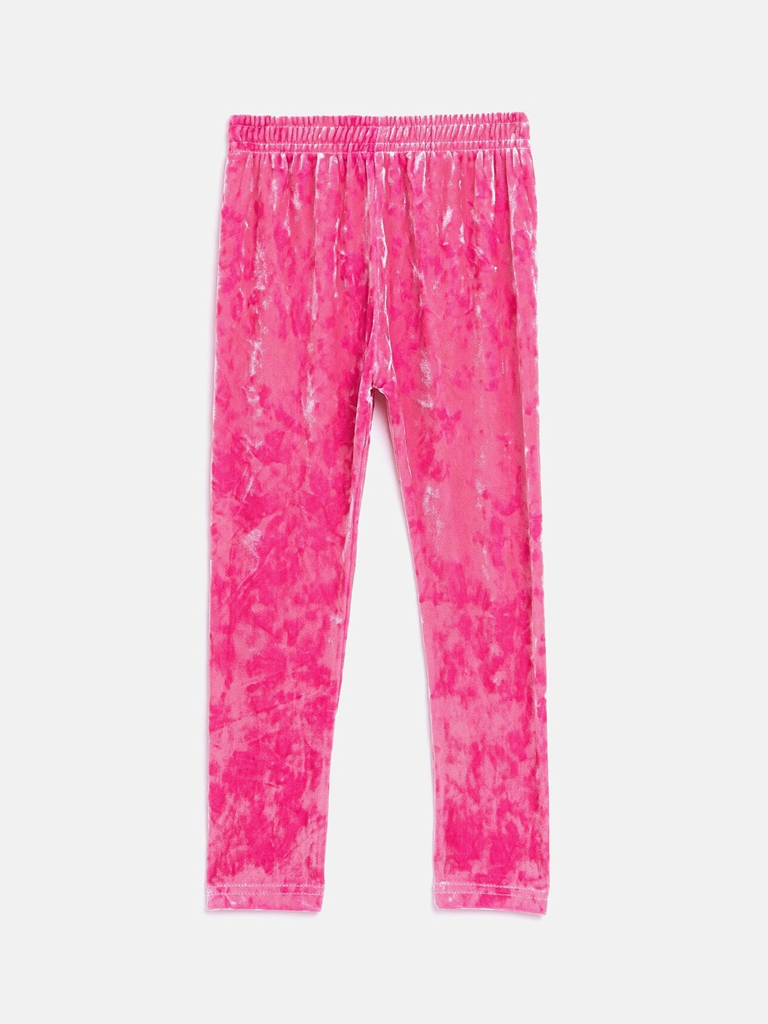 

Nins Moda Girls Pink Solid Ankle-Length Velvet Leggings