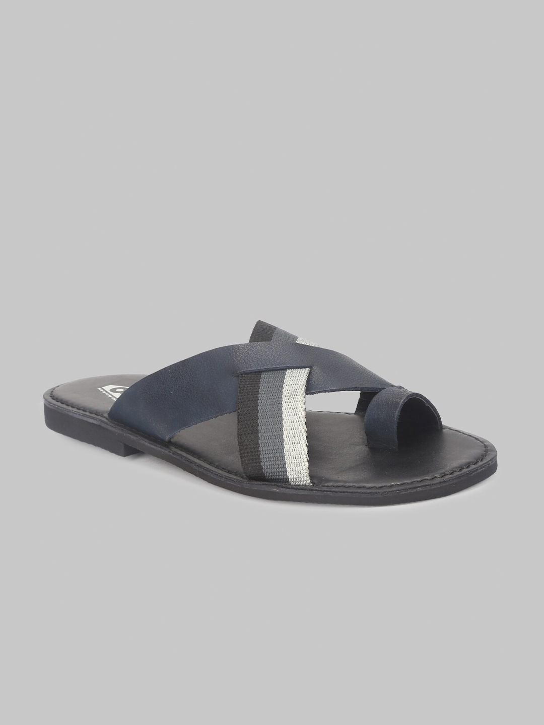 

V8 by Ruosh Men Navy Blue & White Leather Comfort Sandals