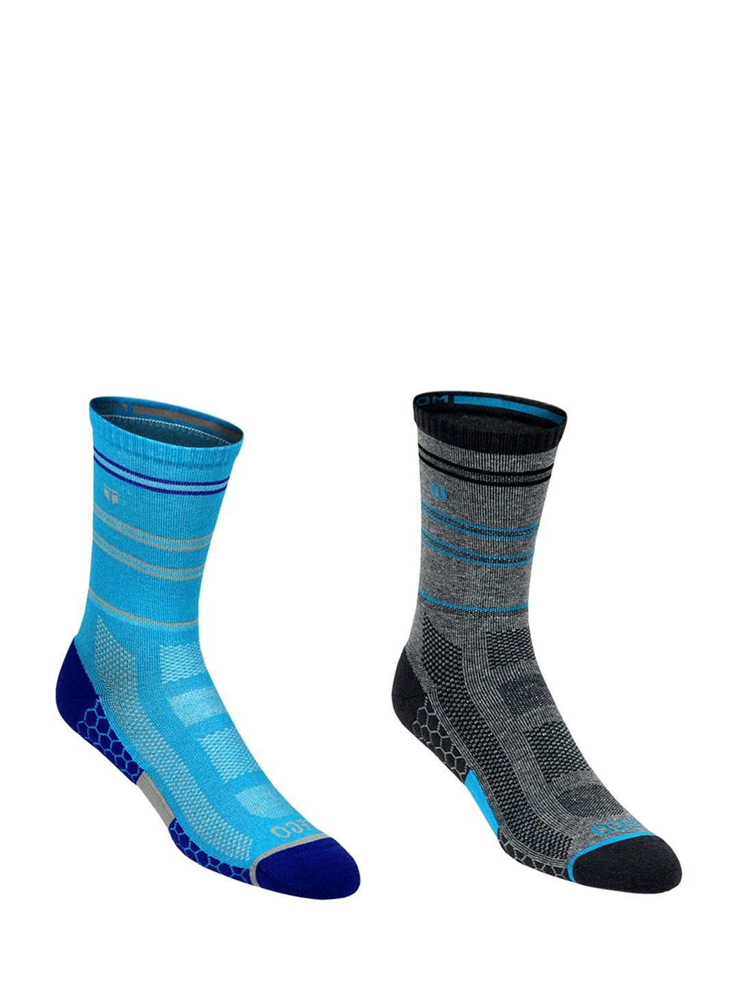 

TEGO Unisex Pack of 2 Blue & Black Patterned Cotton Calf-Length Socks