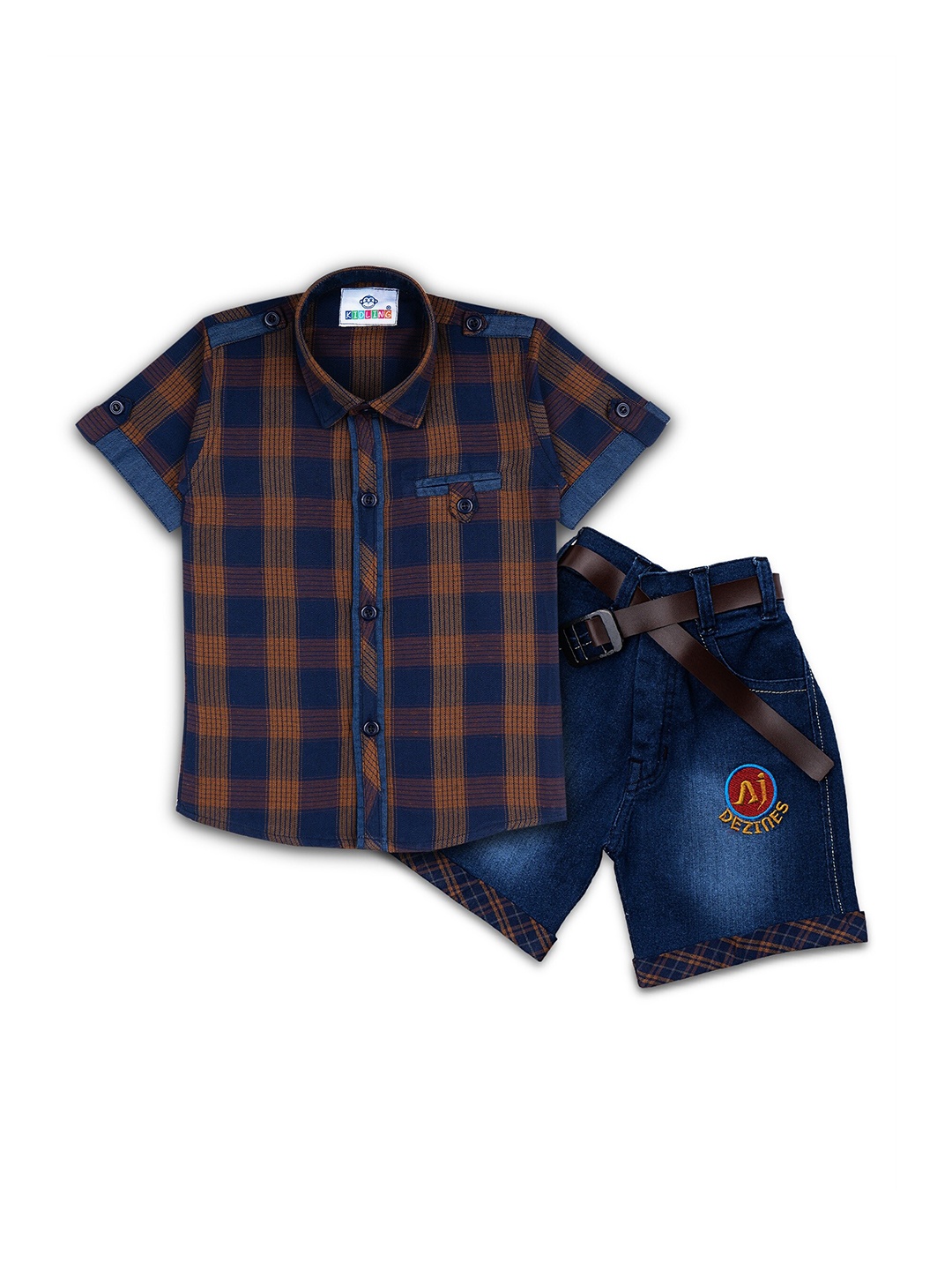 

Kidling Boys Brown & Blue Checked Shirt with Shorts