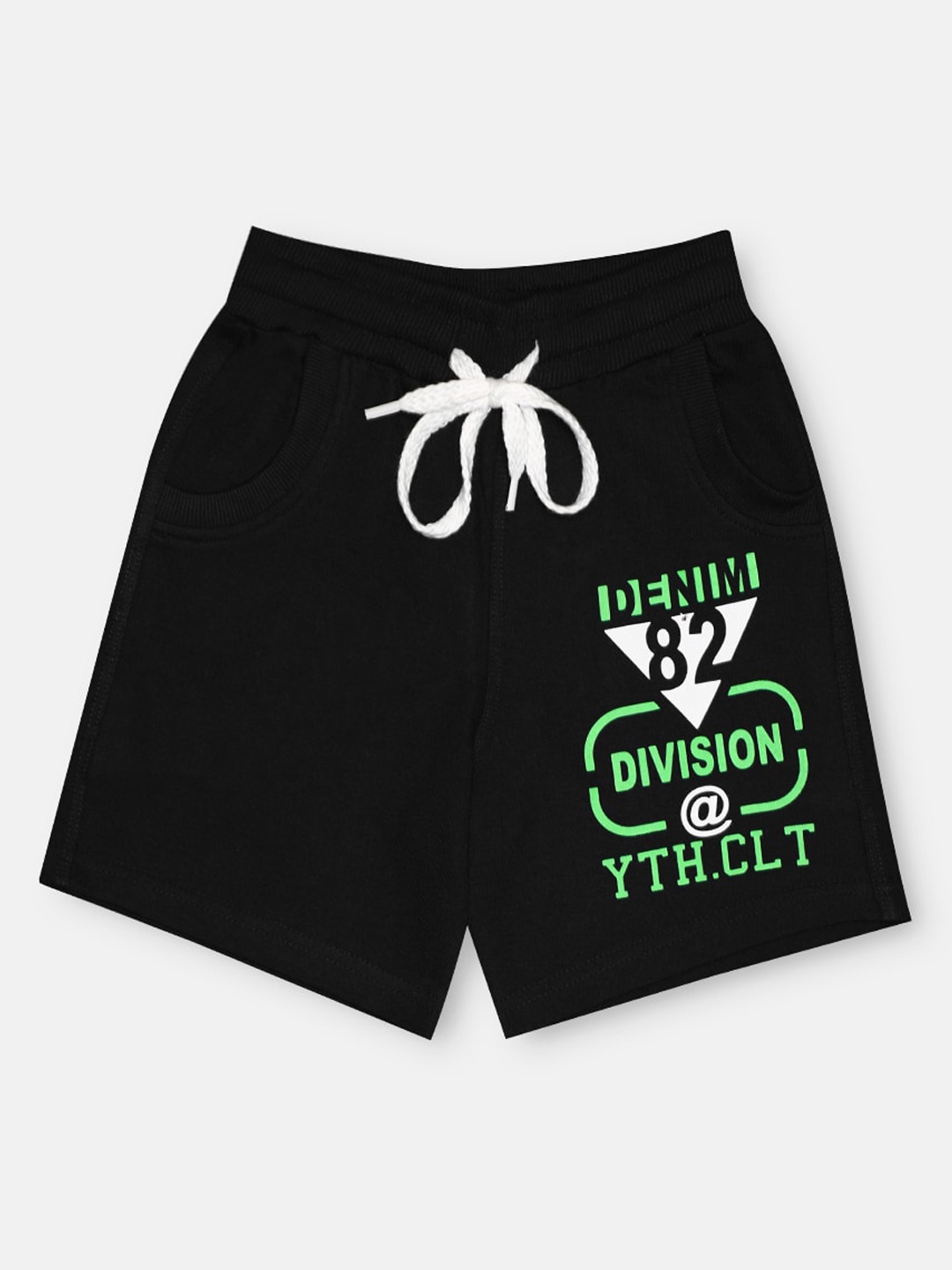 

CHIMPRALA Kids Black & Green Printed Pure Cotton Antimicrobial Shorts