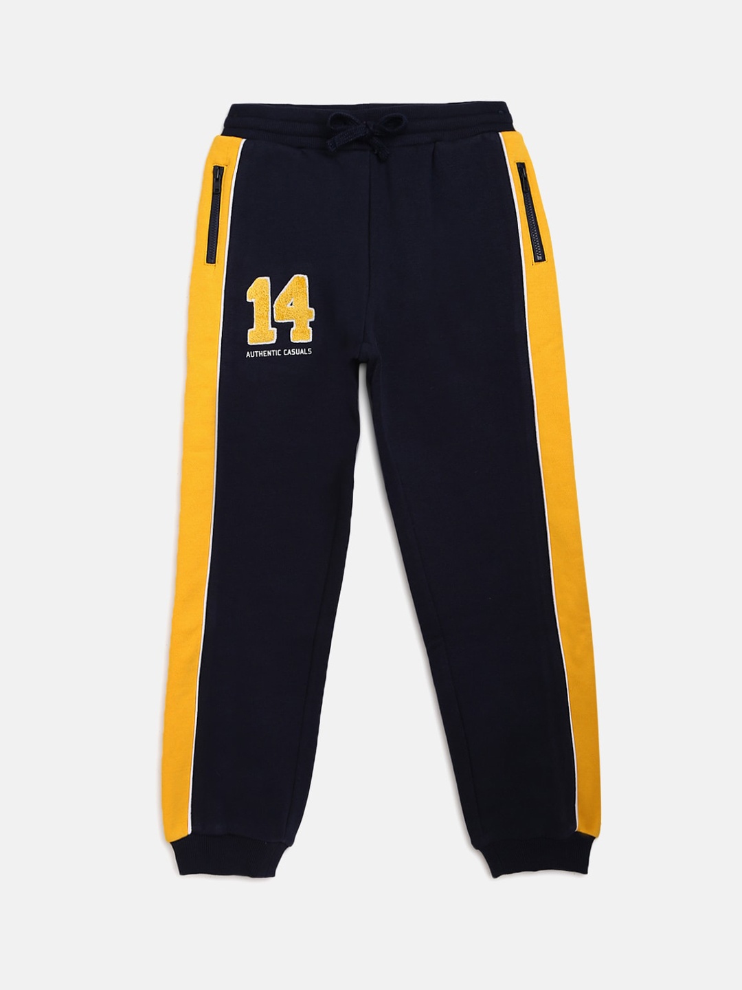 

Blue Giraffe Boys Navy Blue Solid Cotton Joggers