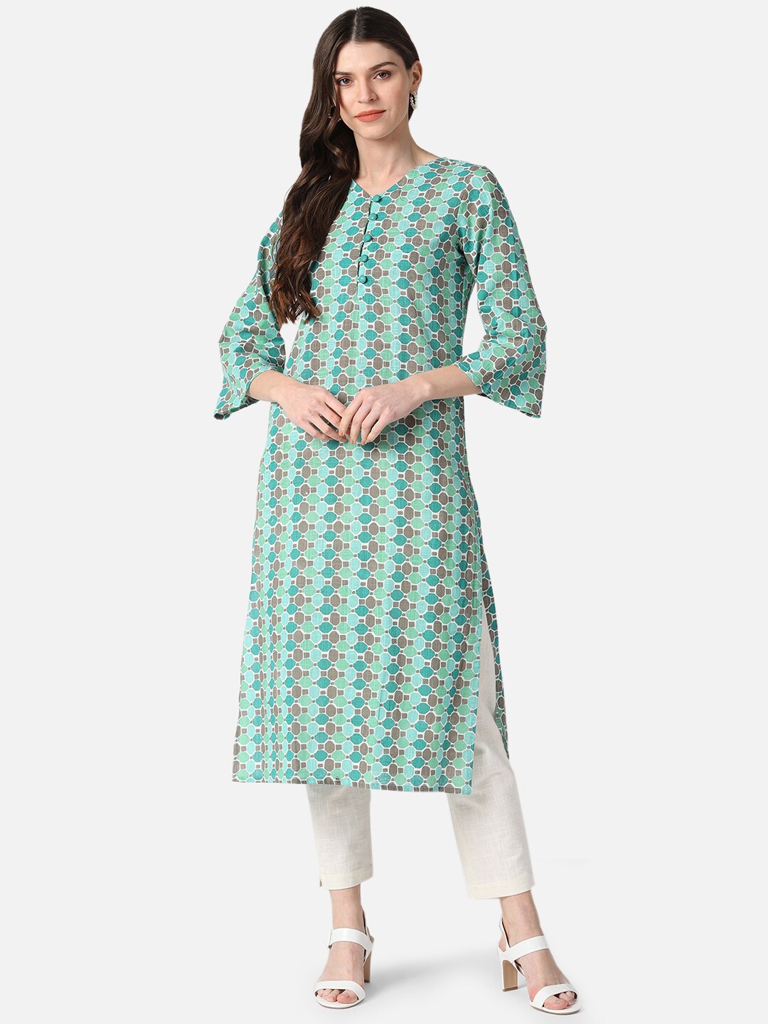 

AHIKA Women Multicoloured Printed Flared Sleeves Kurta, Multi