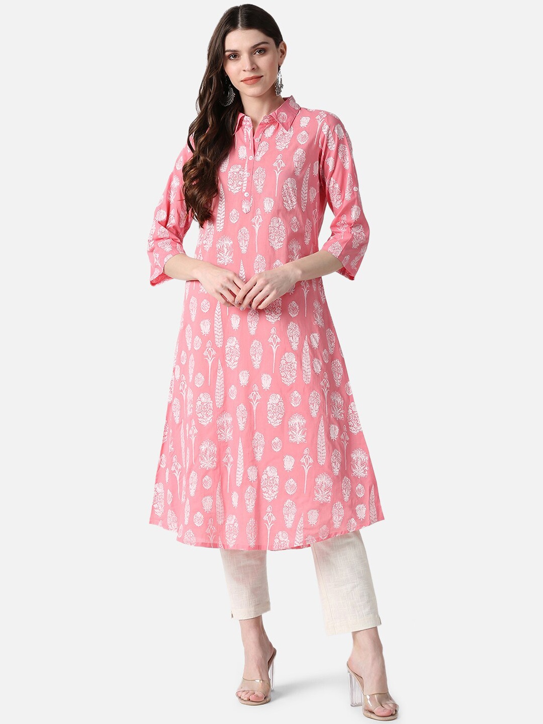AHIKA Women Pink Ethnic Motifs Printed Kurta