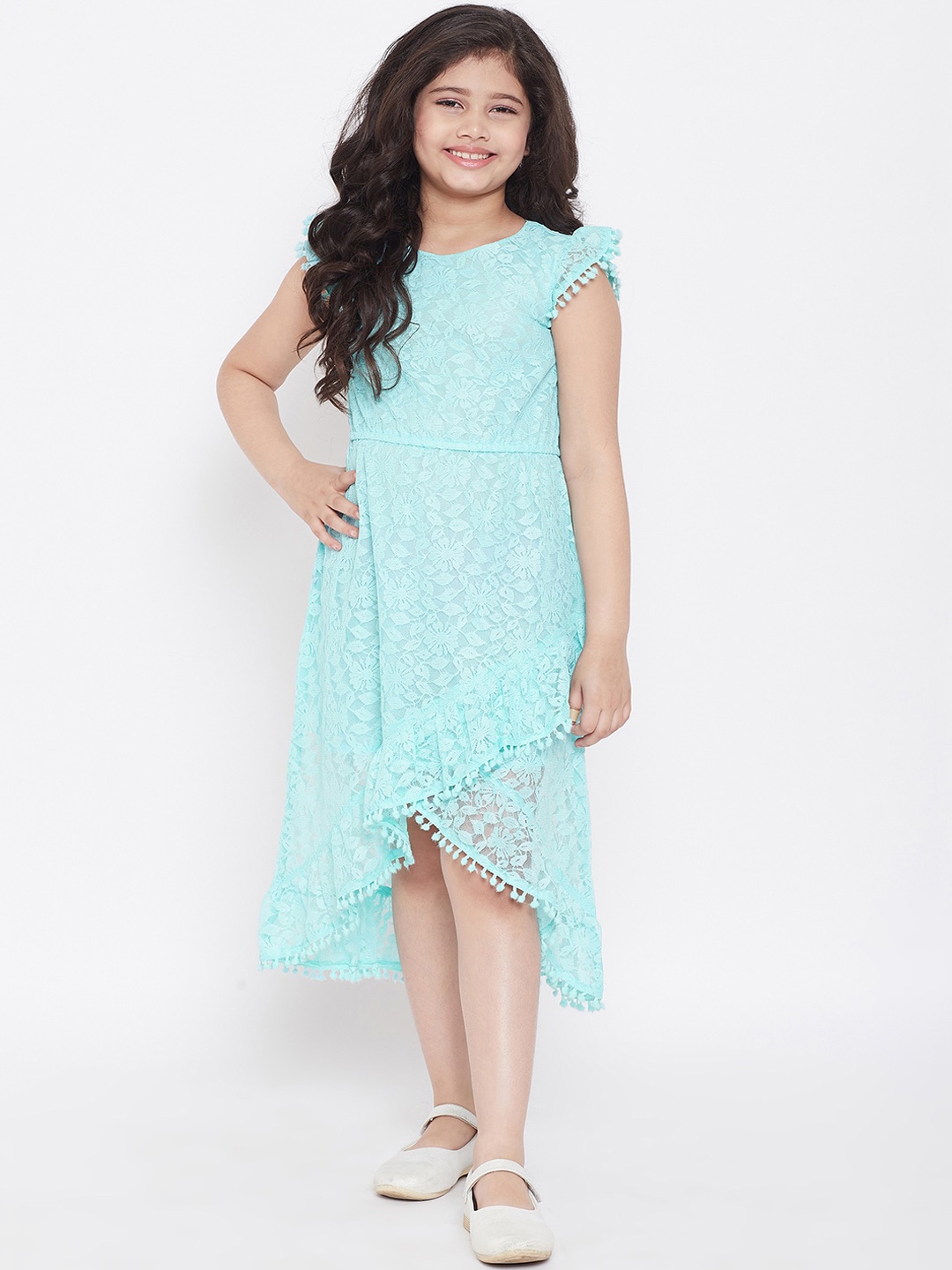 Stylo Bug Girls Blue Lace A-Line Dress