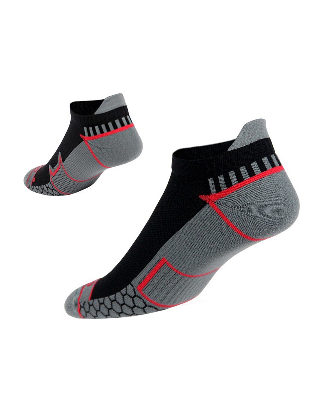 

TEGO Unisex Grey & Black Patterned Ultra-Light Cotton Ankle-Length Socks