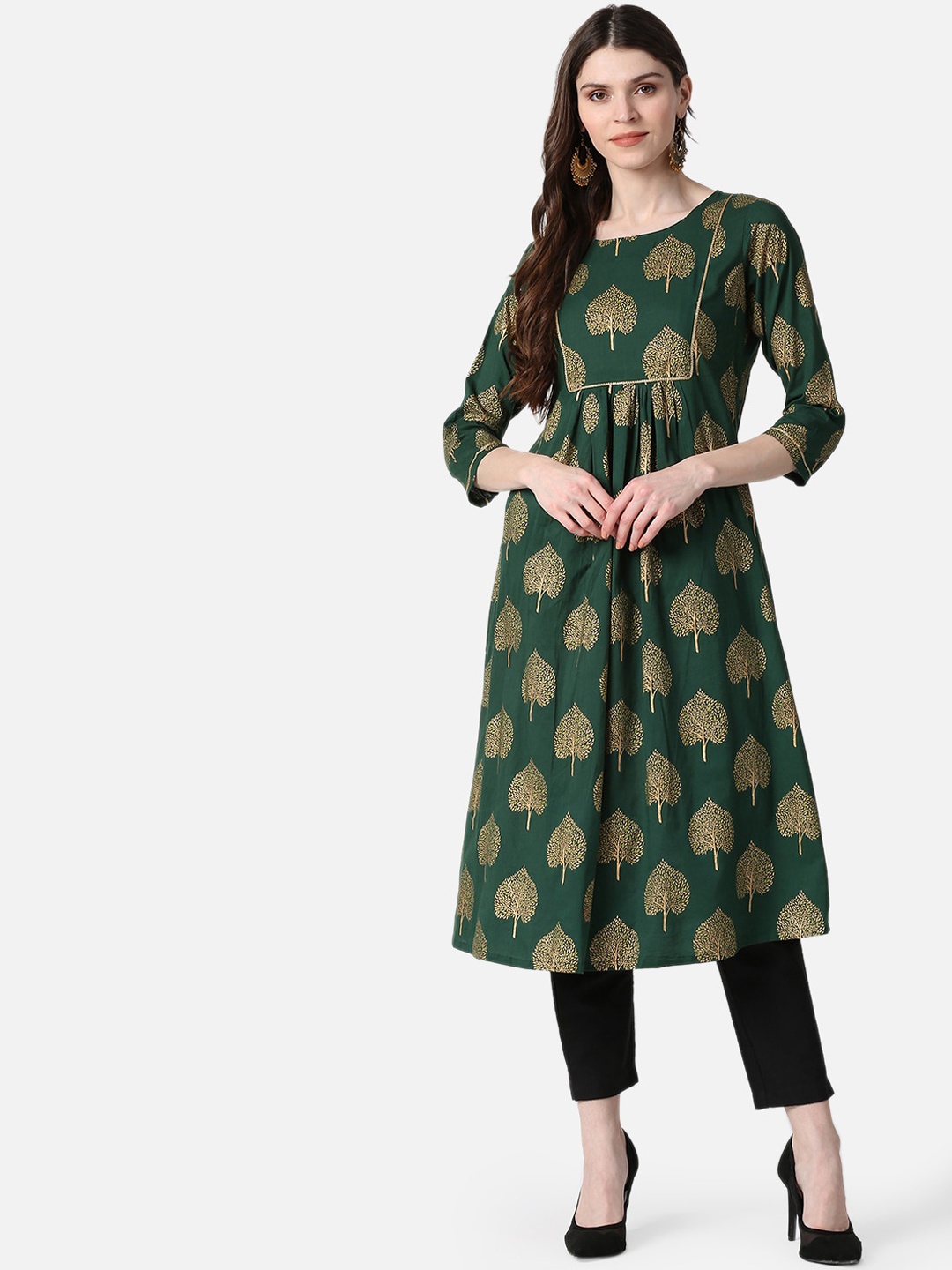 

AHIKA Women Green Ethnic Motifs Printed Kurta