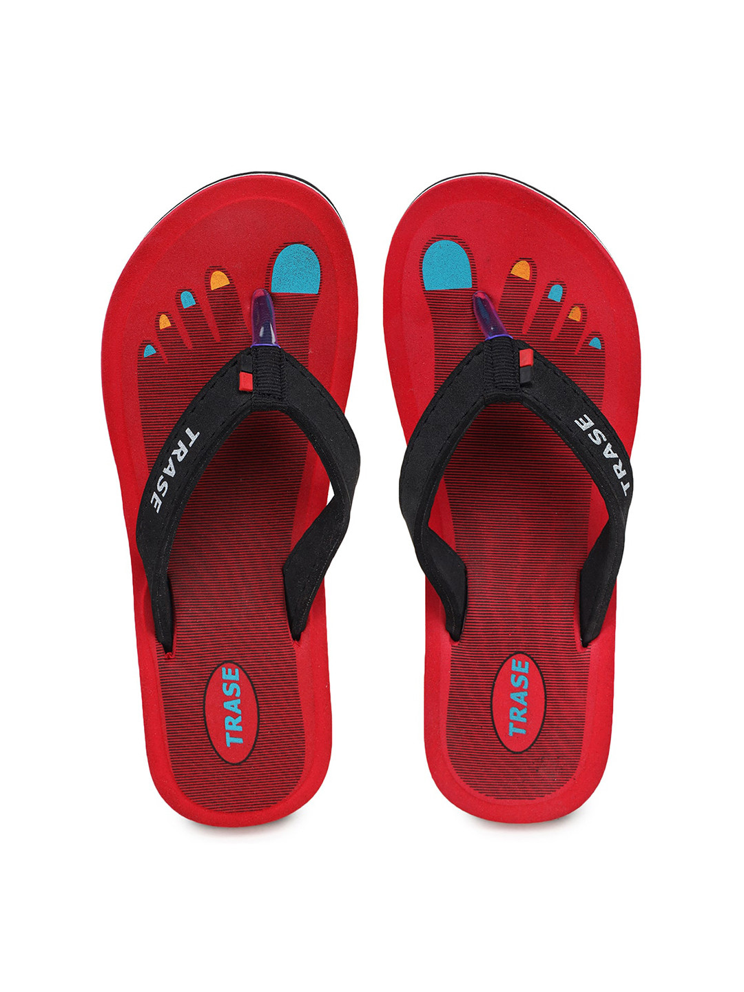 

TRASE Women Red & Black Printed Thong Flip-Flops