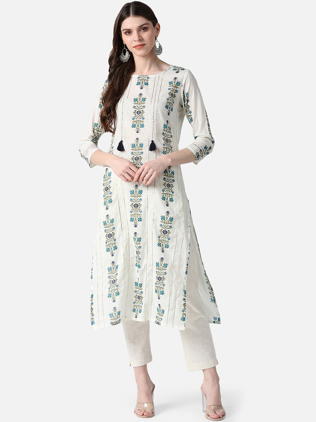 

AHIKA Women Off White Ethnic Motifs Printed Kurta