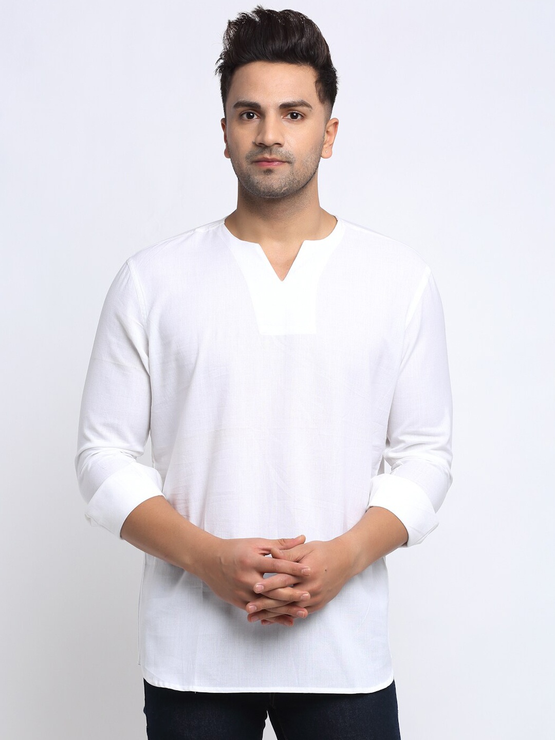 

NEUDIS Men White Cotton Kurta