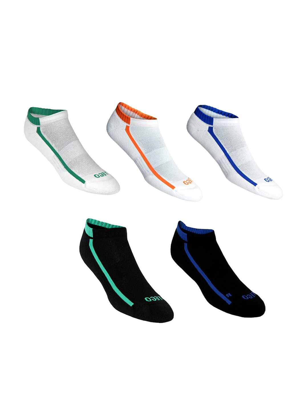 

TEGO Unisex Pack Of 5 Cotton Ankle-Length Socks, White