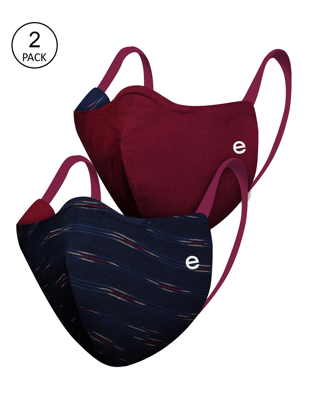 

Enamor Women Maroon & Navy Blue Ikat Printed Reversible 3-Ply Reusable Cloth Mask