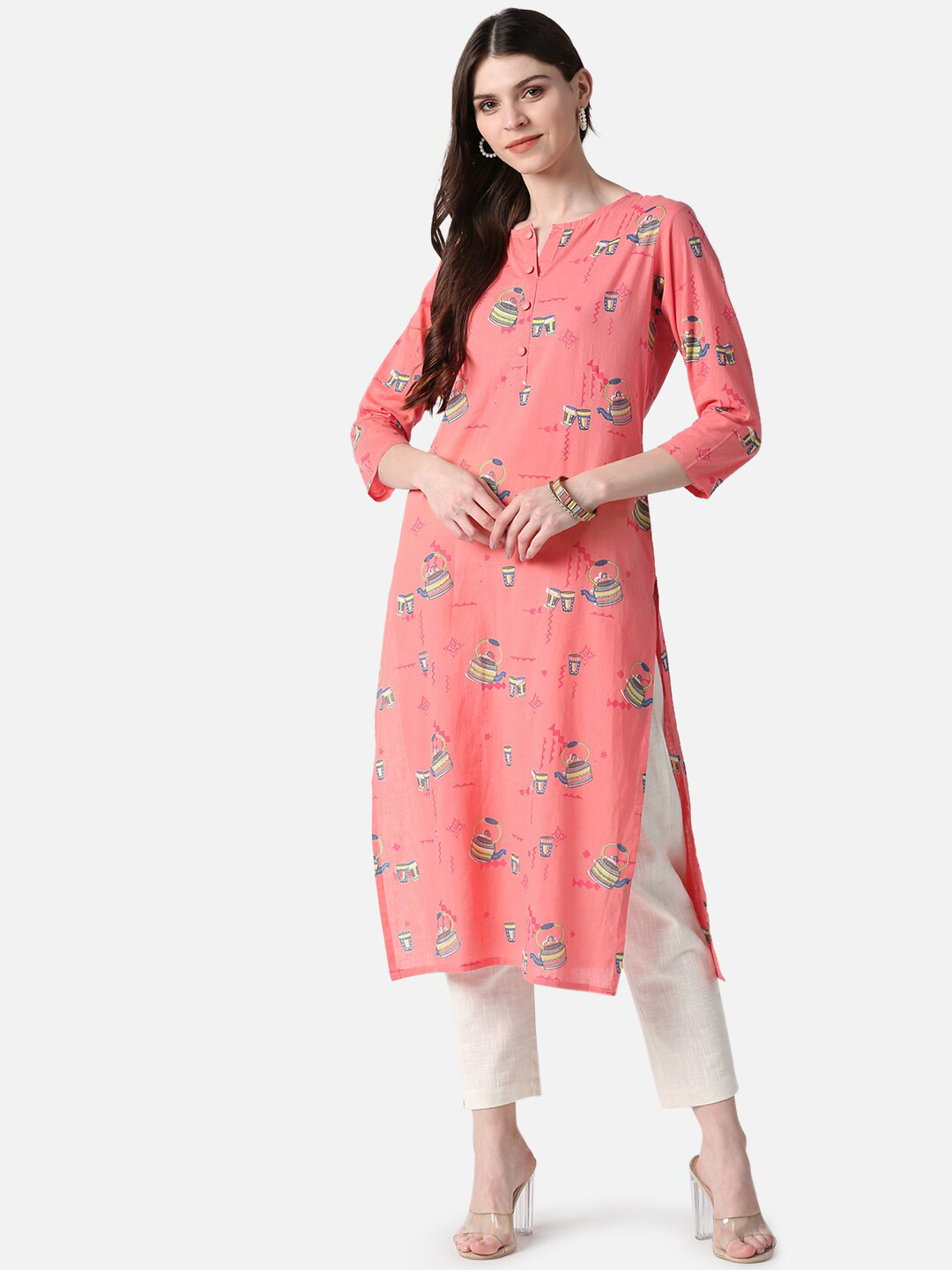 

AHIKA Women Coral Printed Kurta