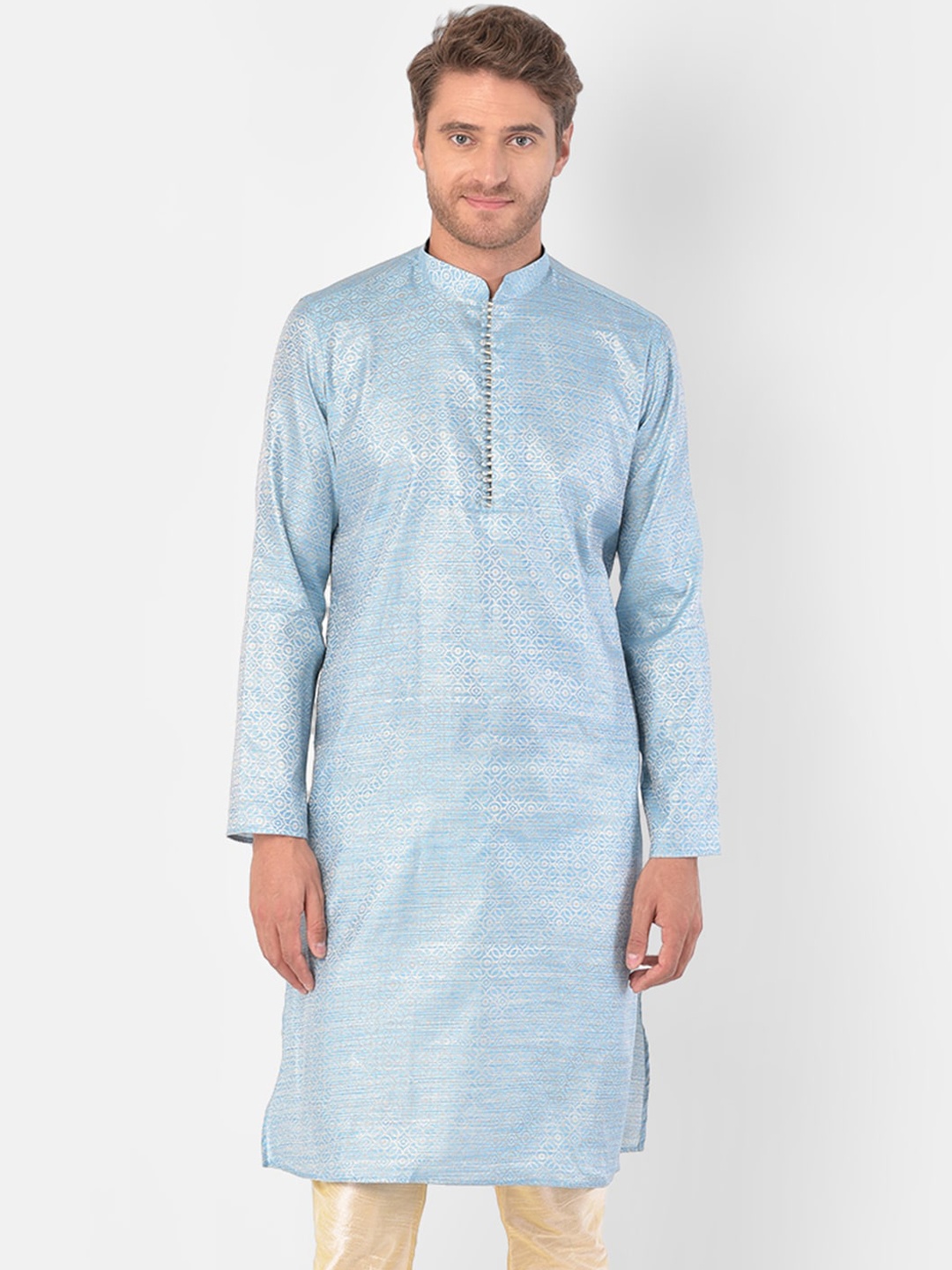 

DEYANN Men Blue Woven Design Kurta