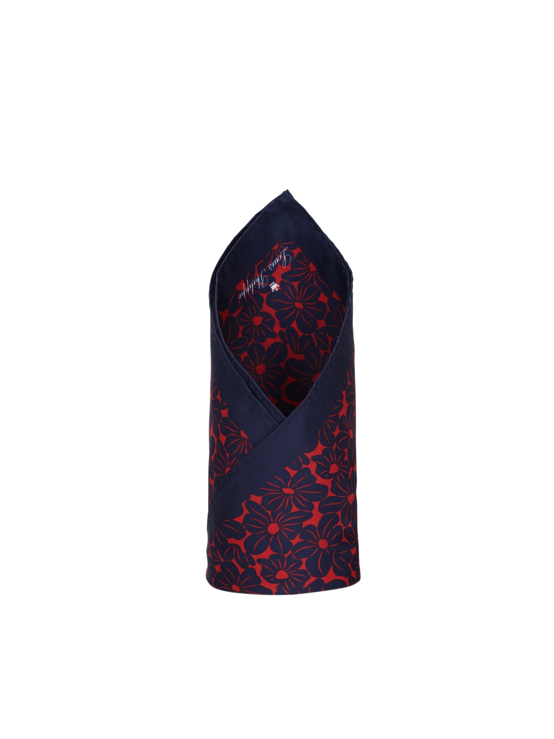 

Louis Philippe Men Navy Blue & Red Printed Silk Pocket Squares