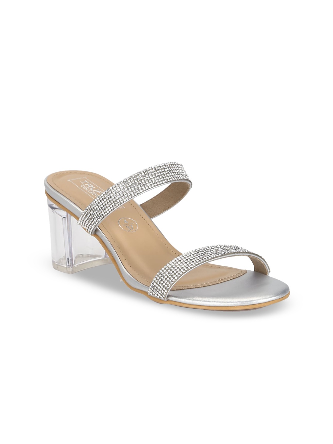 Truffle Collection Women Silver-Toned Embellished Sandals