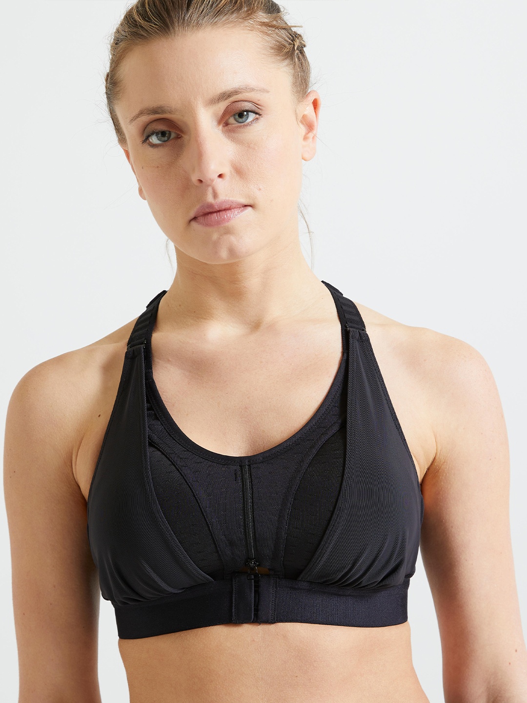 

Domyos by Decathlon Women Black Plus Size Superior Support Padded Sports Bra