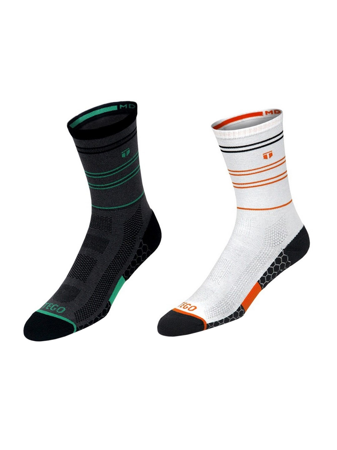 

TEGO Unisex Pack of 2 Black & White Calf-Length Socks