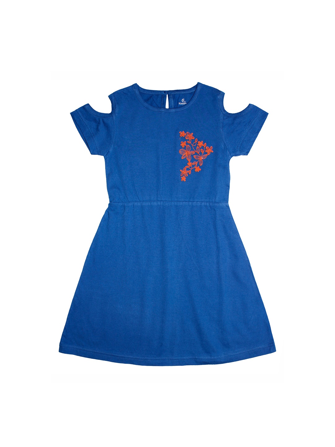 

KiddoPanti Girls Blue Solid Cotton Fit and Flare Dress