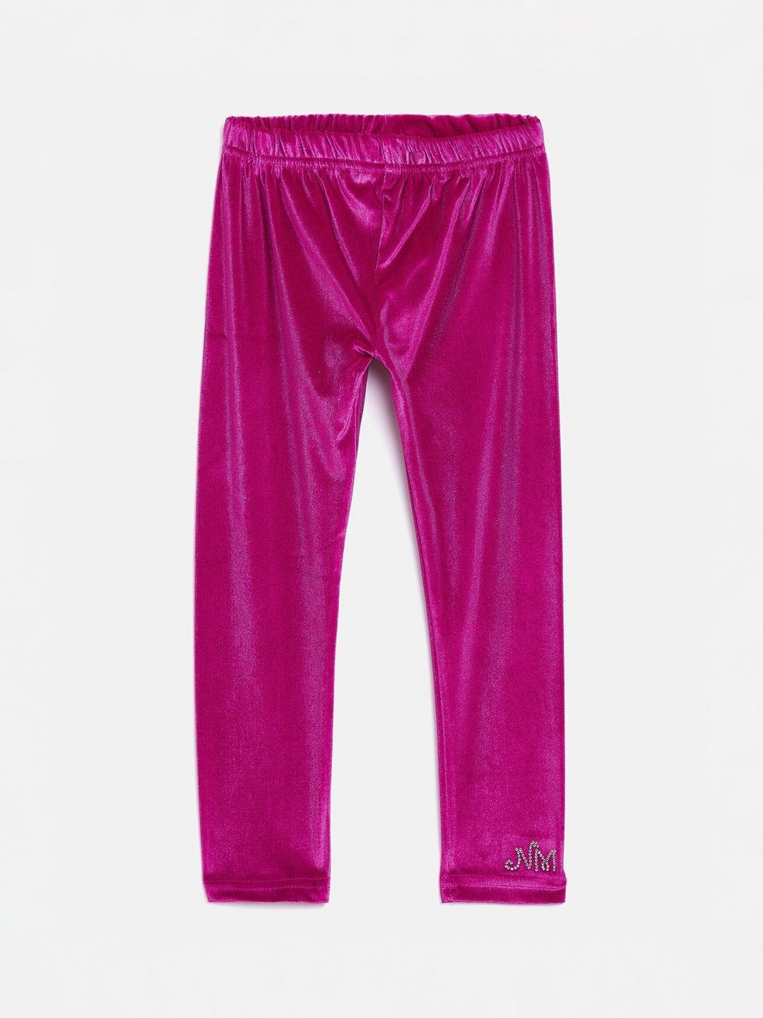 

Nins Moda Girls Fuchsia Pink Solid Ankle-Length Velvet Leggings