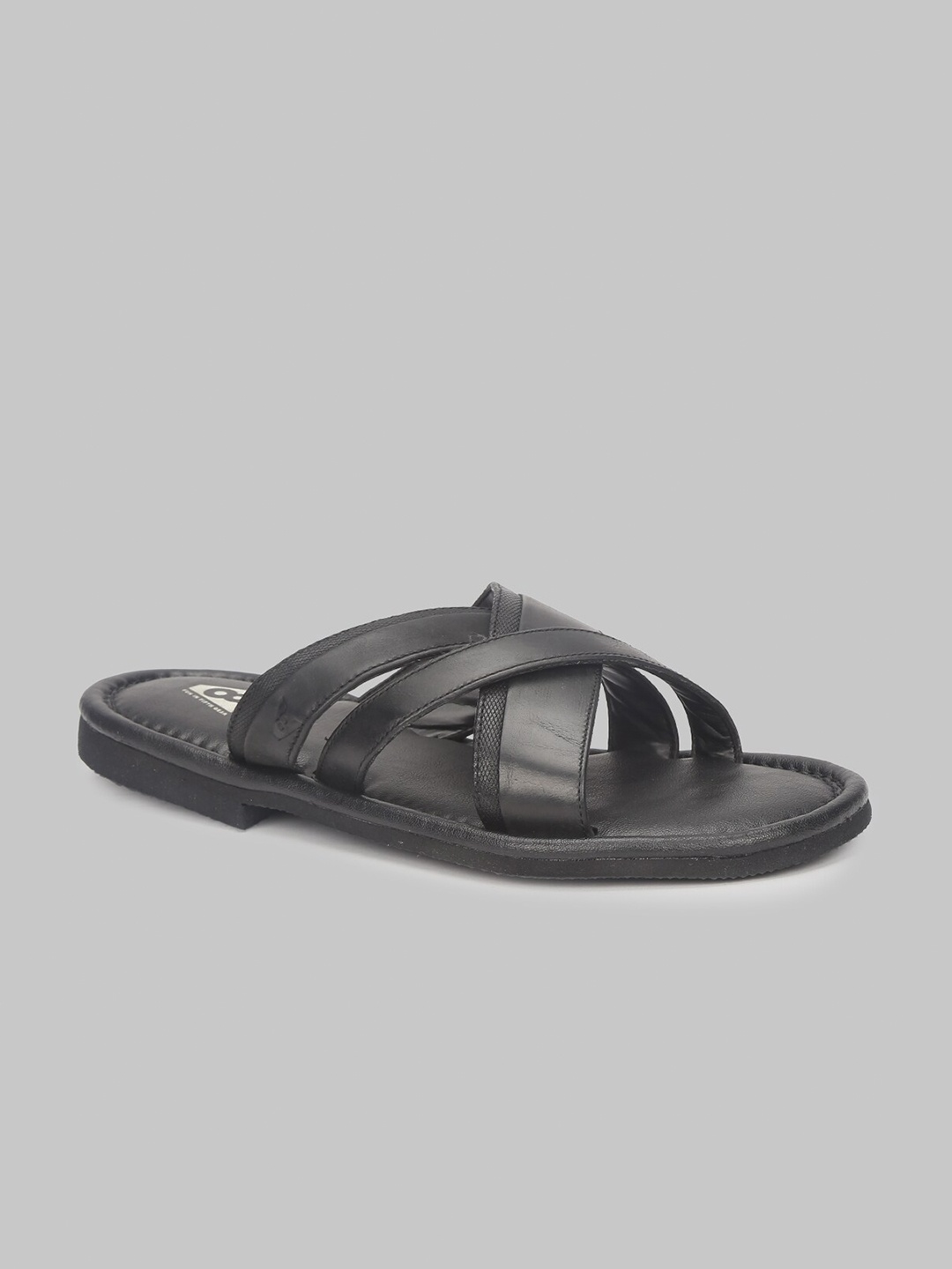 

V8 by Ruosh Men Black Leather Comfort Sandals