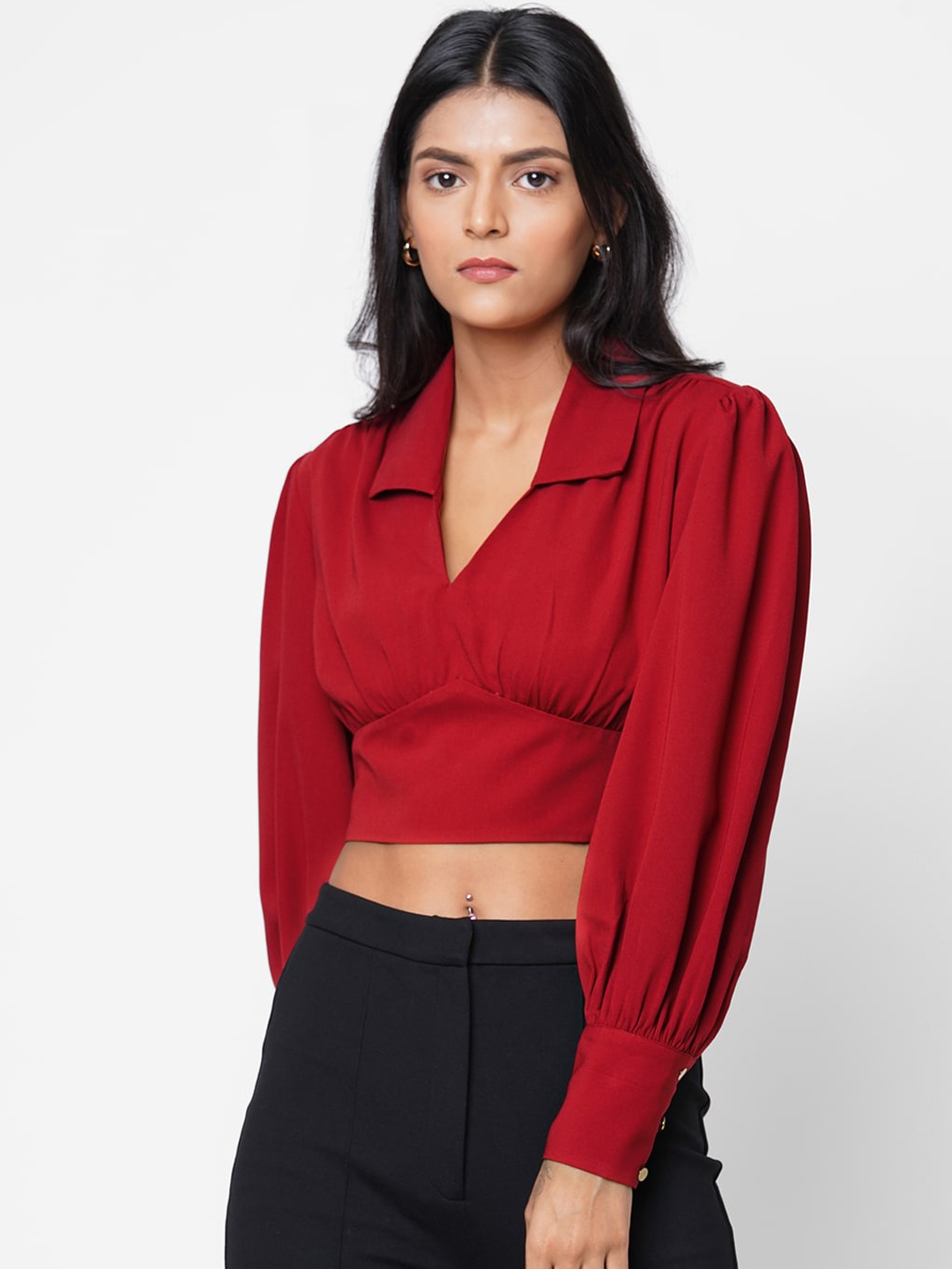 

20Dresses Red Shirt Style Crop Top