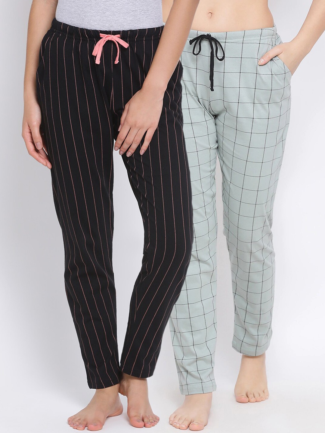 

Kanvin Women Pack Of 2 Printed Cotton Lounge Pants, Sea green