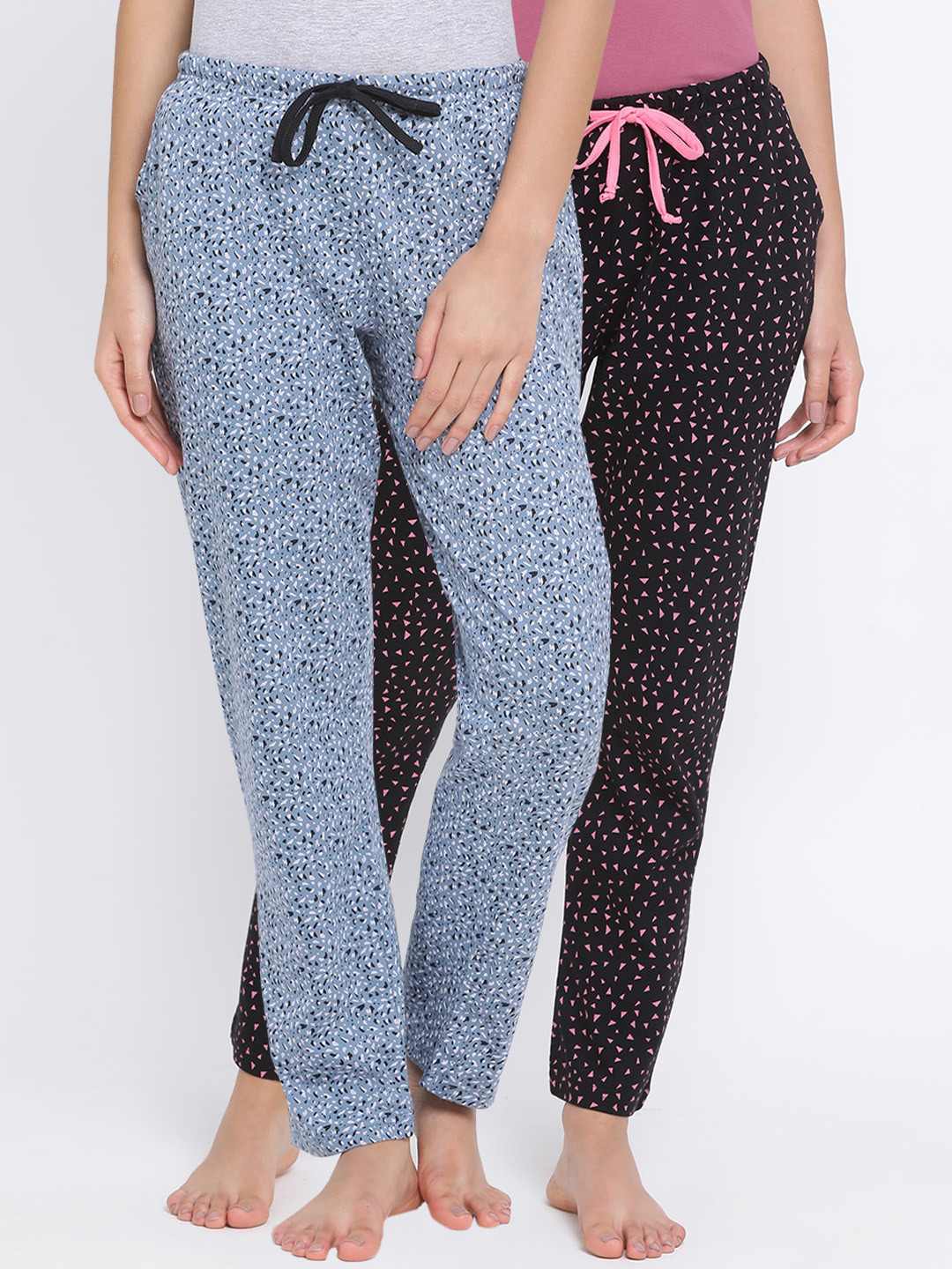 

Kanvin Women Pack Of 2 Printed Cotton Lounge Pants, Blue