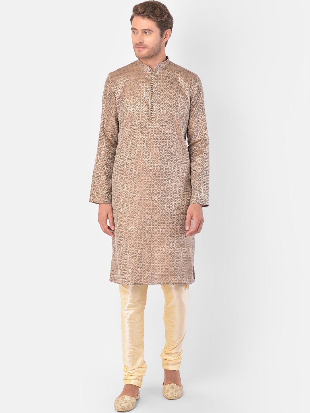 

DEYANN Men Brown Woven Design Kurta