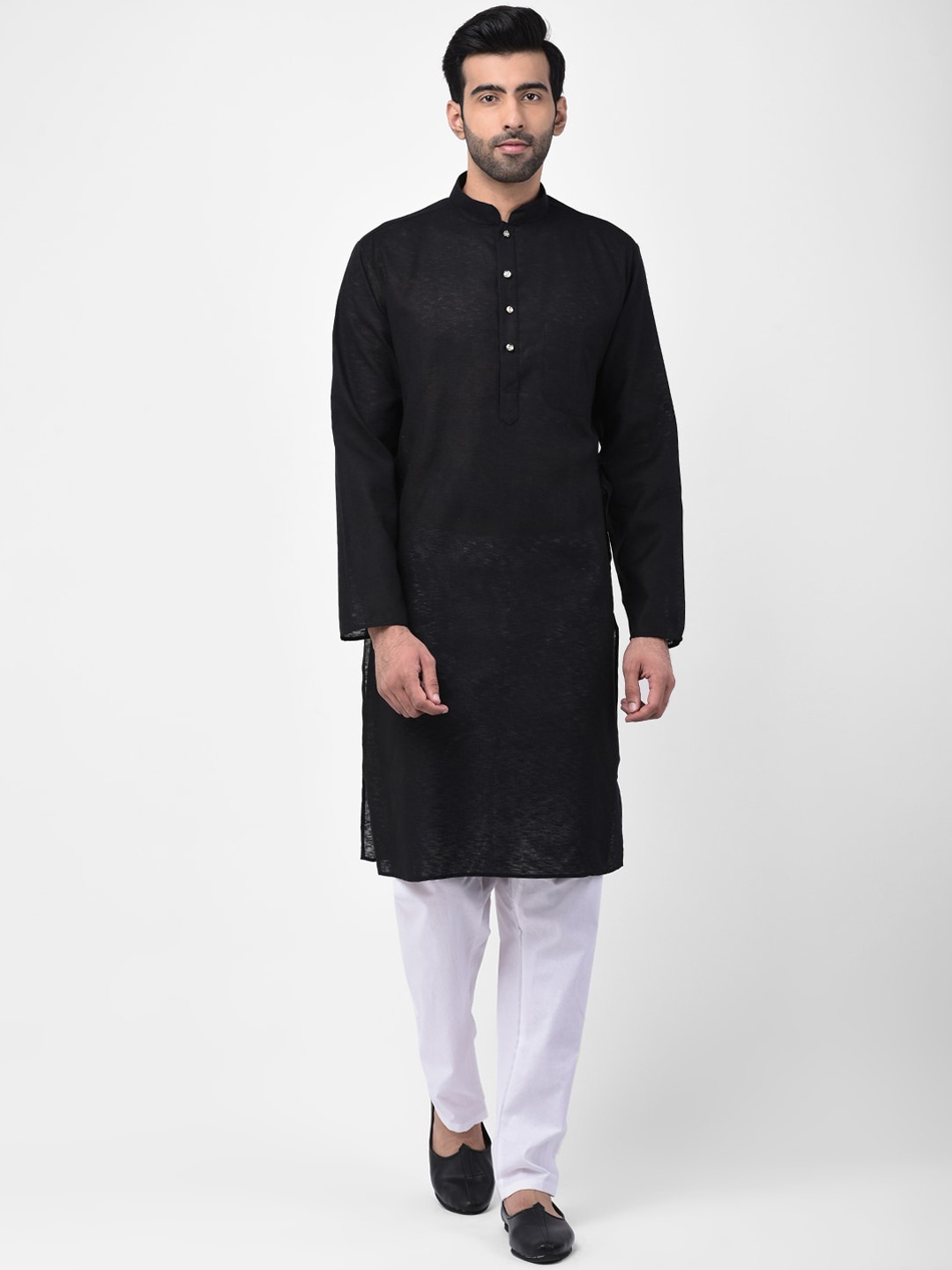 SG LEMAN Men Black Solid Kurta with Pyjamas