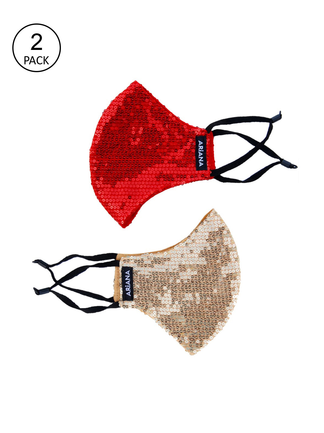 

Ariana Women Pack Of 2 2-Ply Reusable Cloth Mask, Red