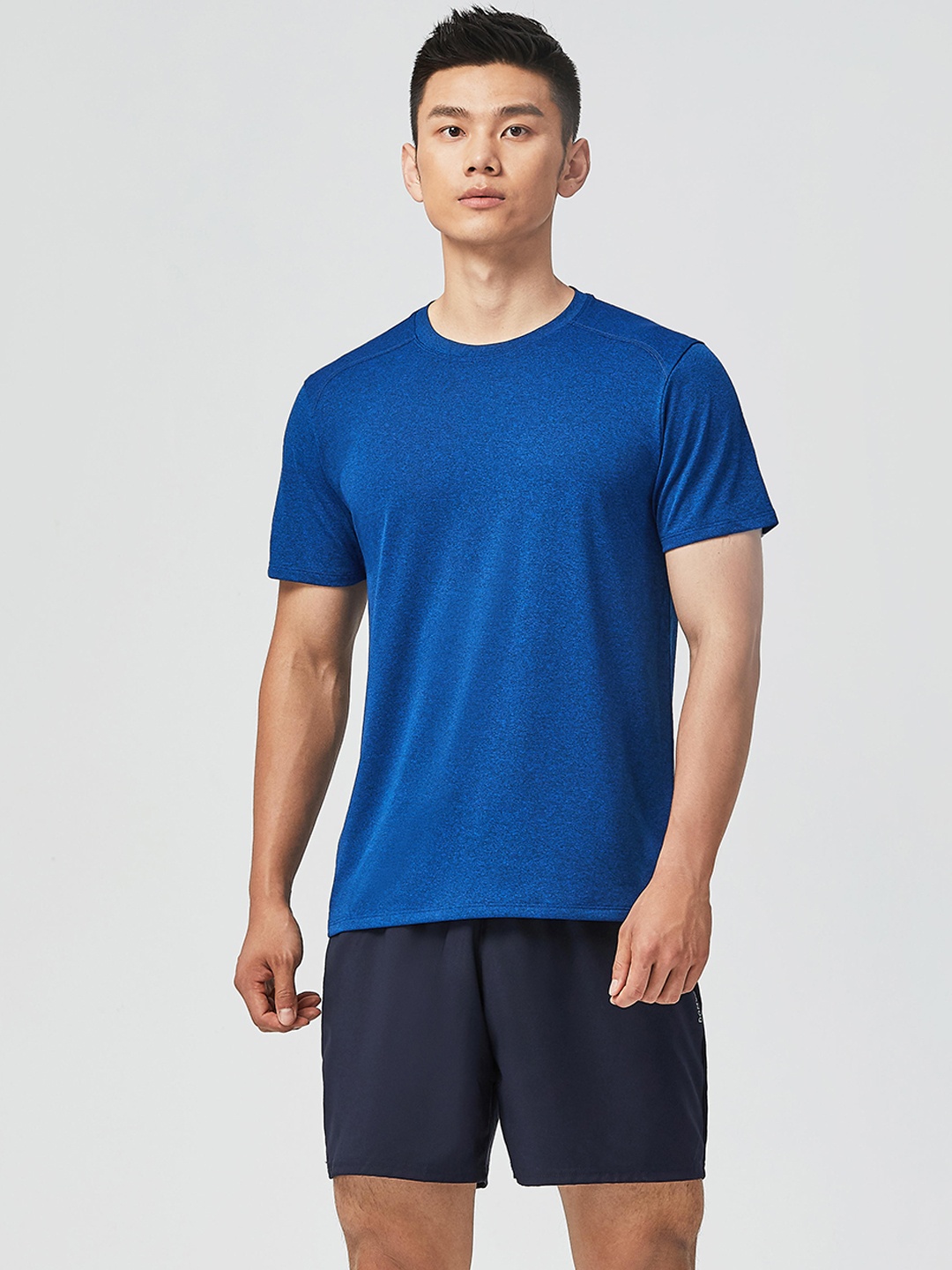 

Domyos by Decathlon Men Navy Blue Regular-Fit Fitness Training Shorts