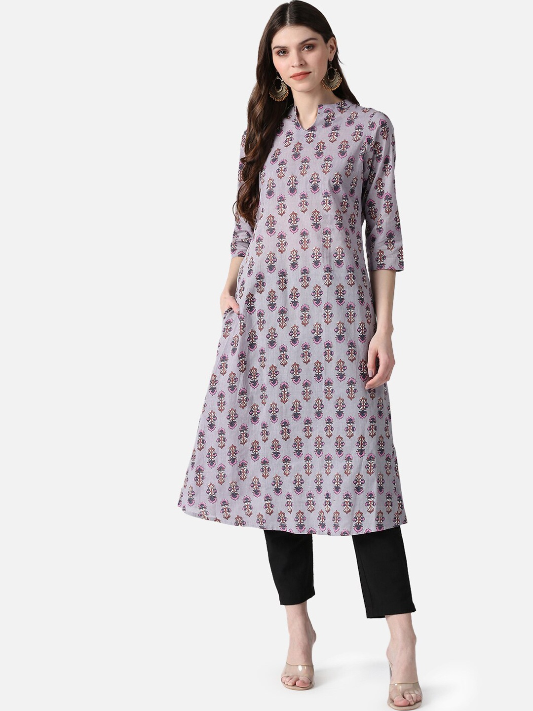 

AHIKA Women Lavender Ethnic Motifs Printed Kurta