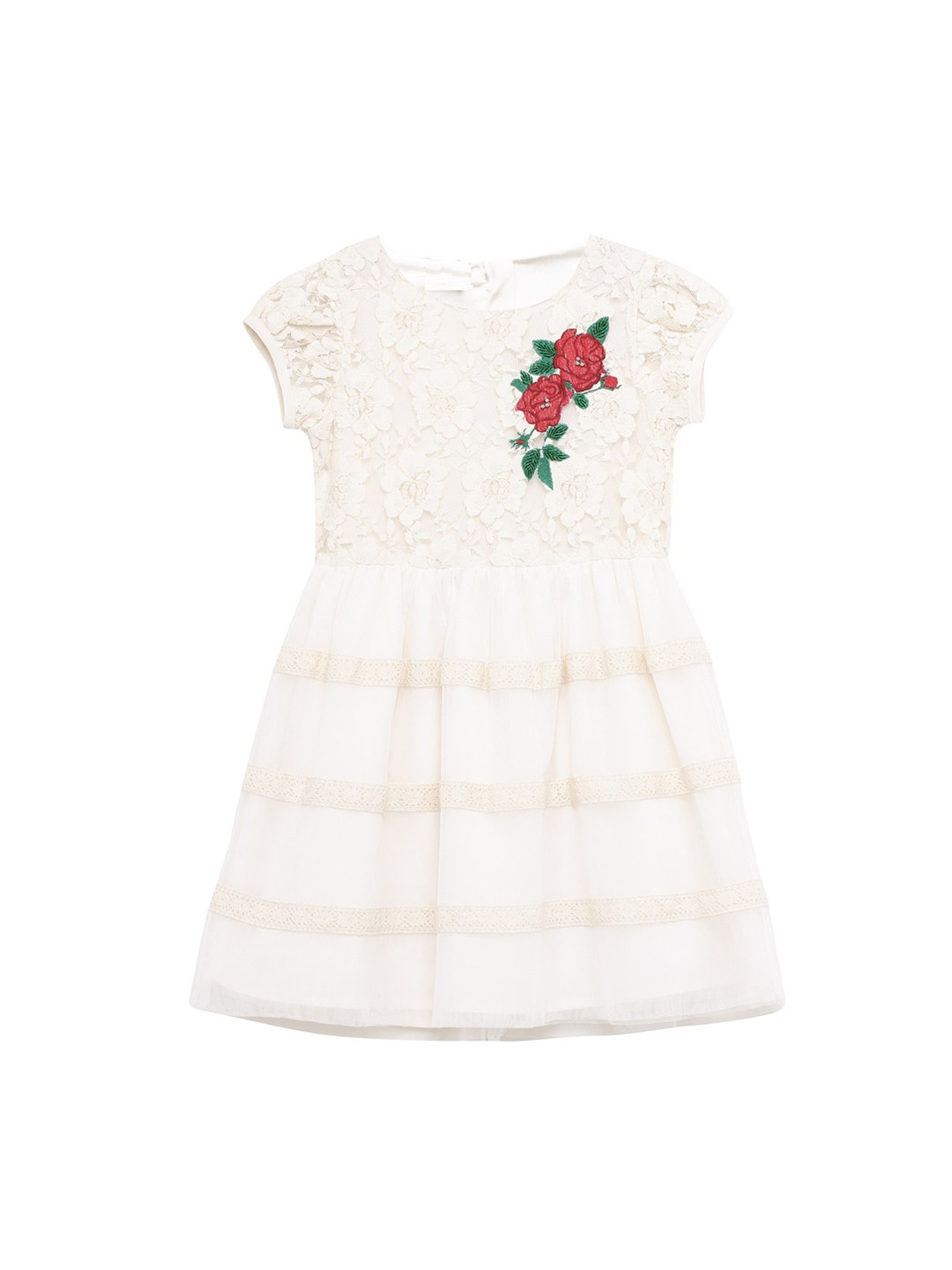 

UNDER FOURTEEN ONLY Girls Off-White Self Design Pure Cotton A-Line Dress