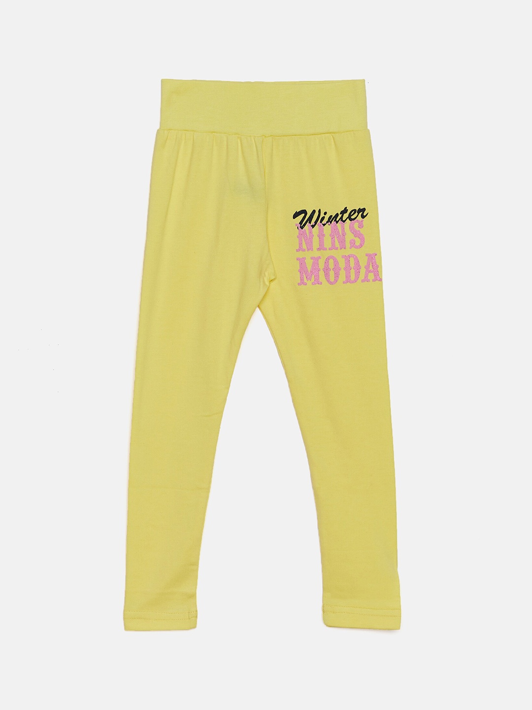 

Nins Moda Girls Yellow Solid Cotton Ankle-Length Leggings