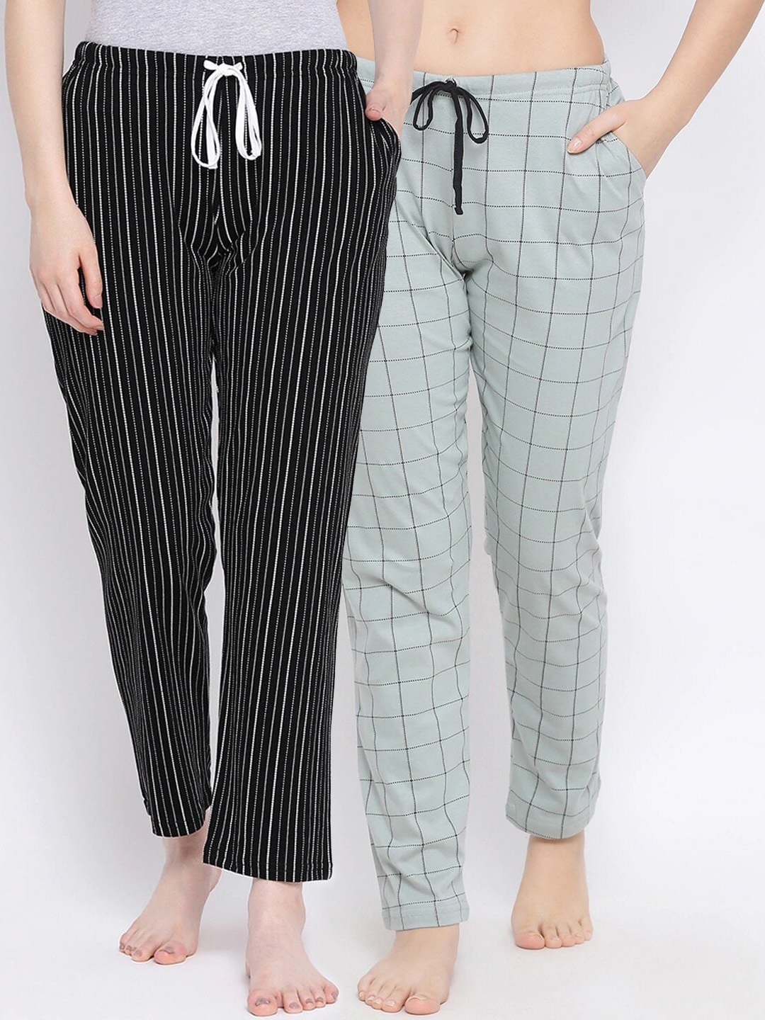 

Kanvin Women Pack Of 2 Printed Cotton Lounge Pants, Green