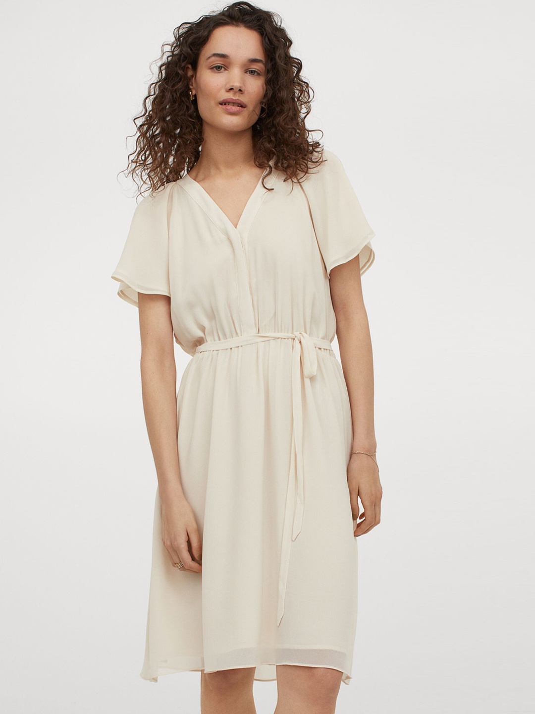 

H&M Women Beige Chiffon Dress