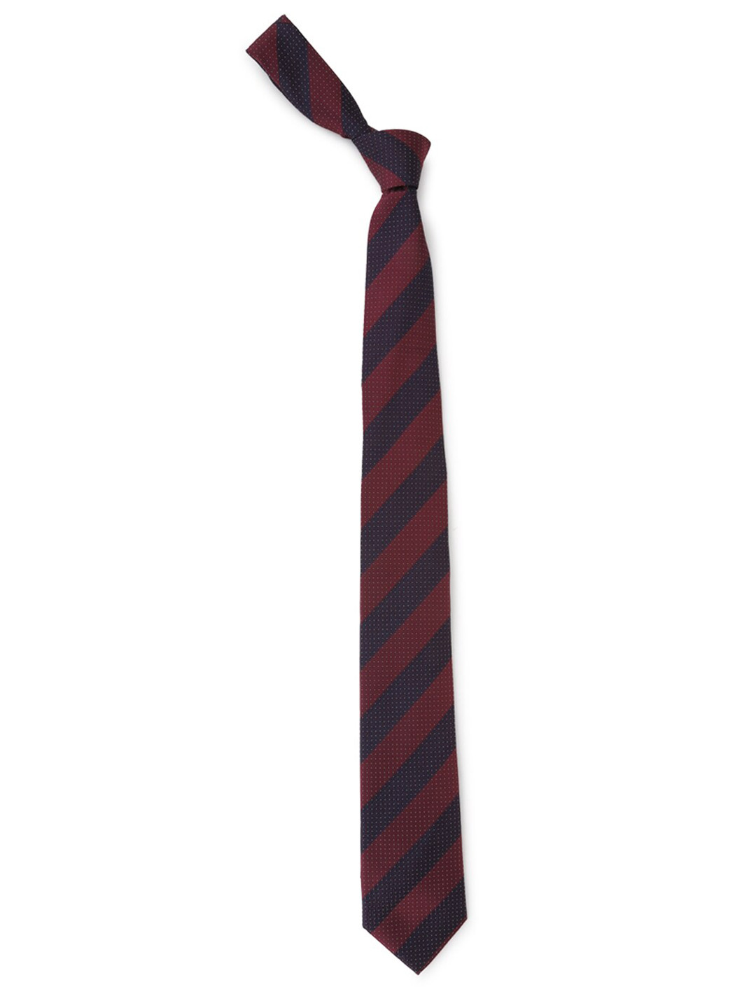 

Louis Philippe Maroon & Navy Blue Striped Broad Tie