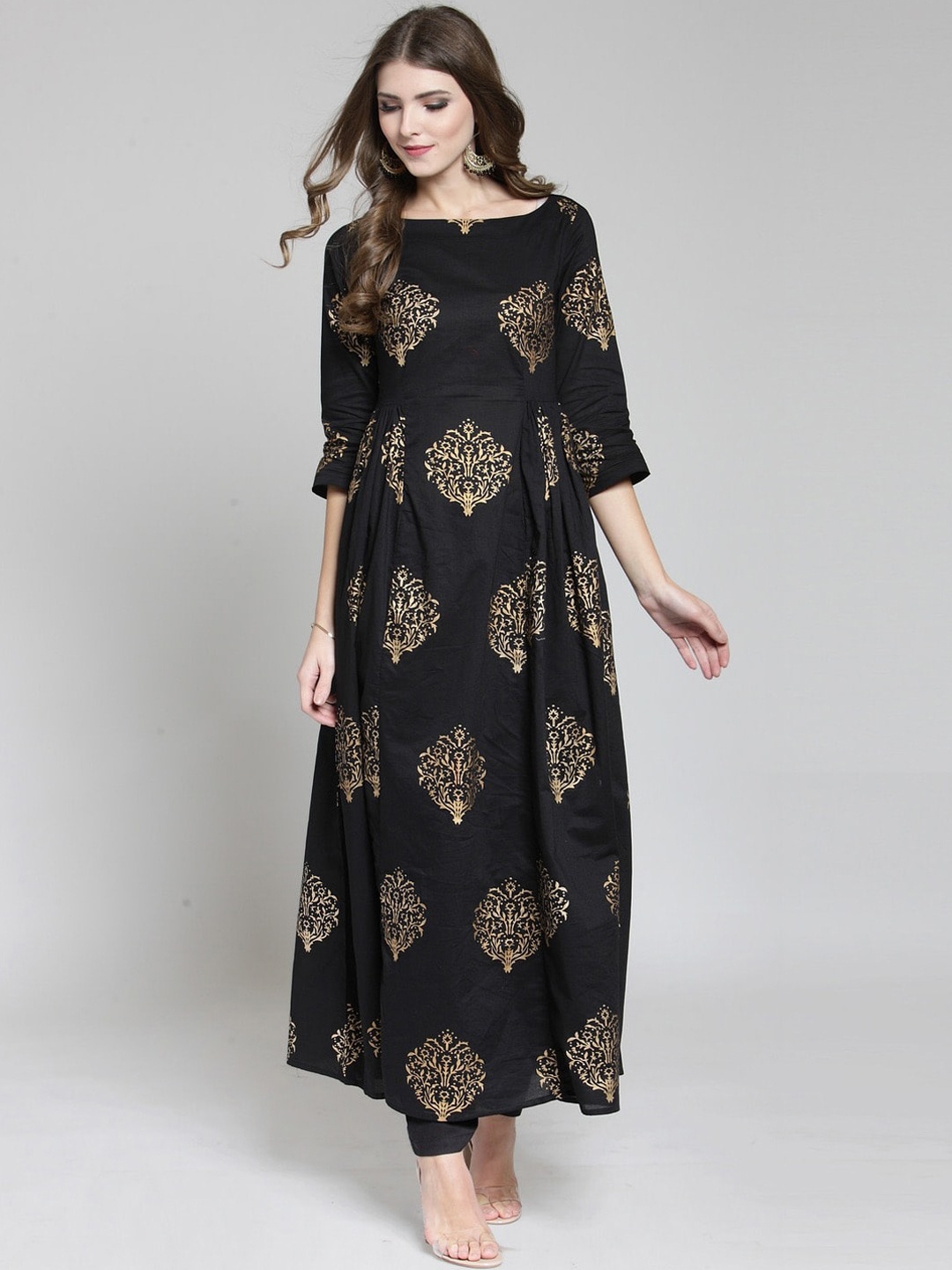 

Sera Women Black Ethnic Motifs Printed A-Line Kurta
