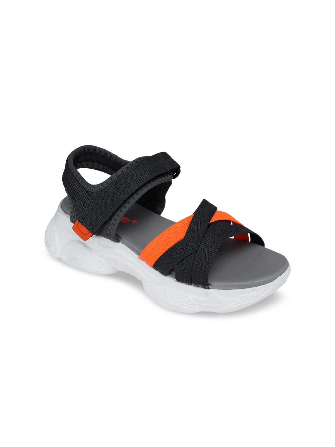 

TRASE Women Charcoal & Orange Colourblocked Sandals