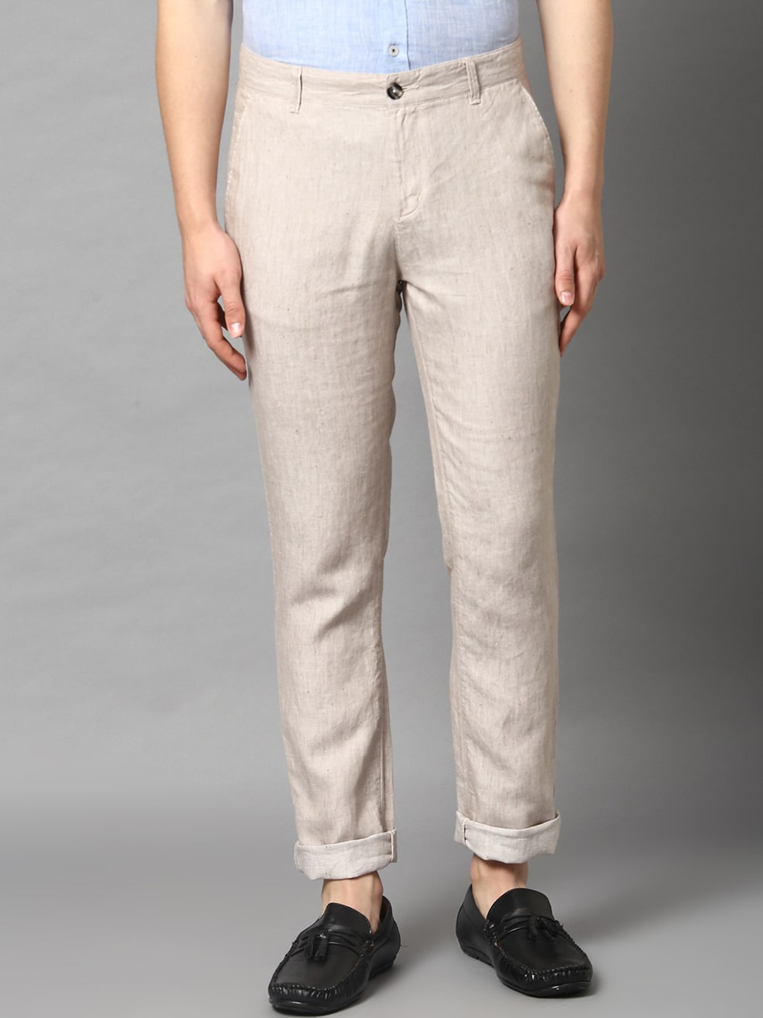 

HARSAM Men Beige Slim Fit Solid Regular Trousers