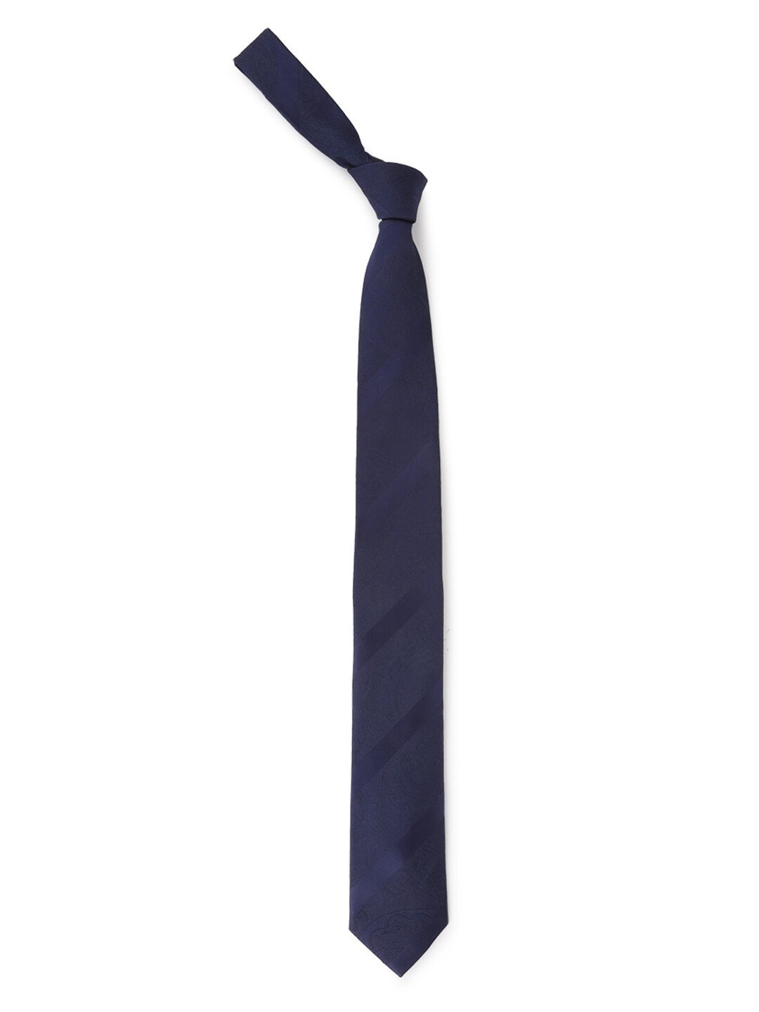 

Louis Philippe Navy Blue Woven Design Silk Broad Tie