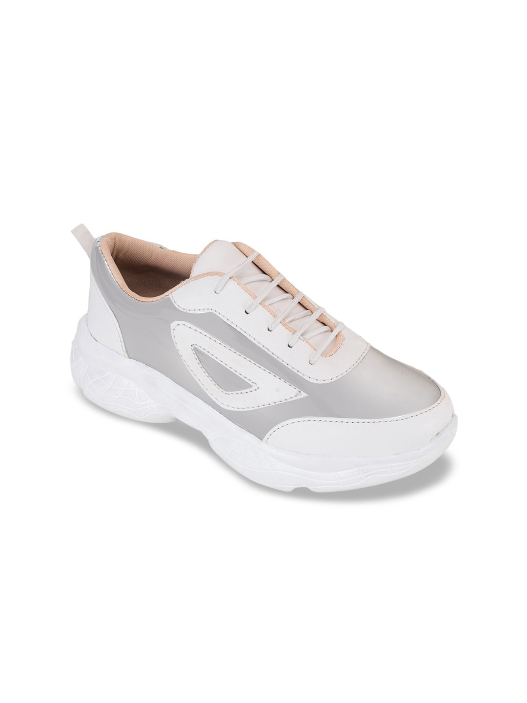 

TRASE Women White & Grey Colourblocked Sneakers