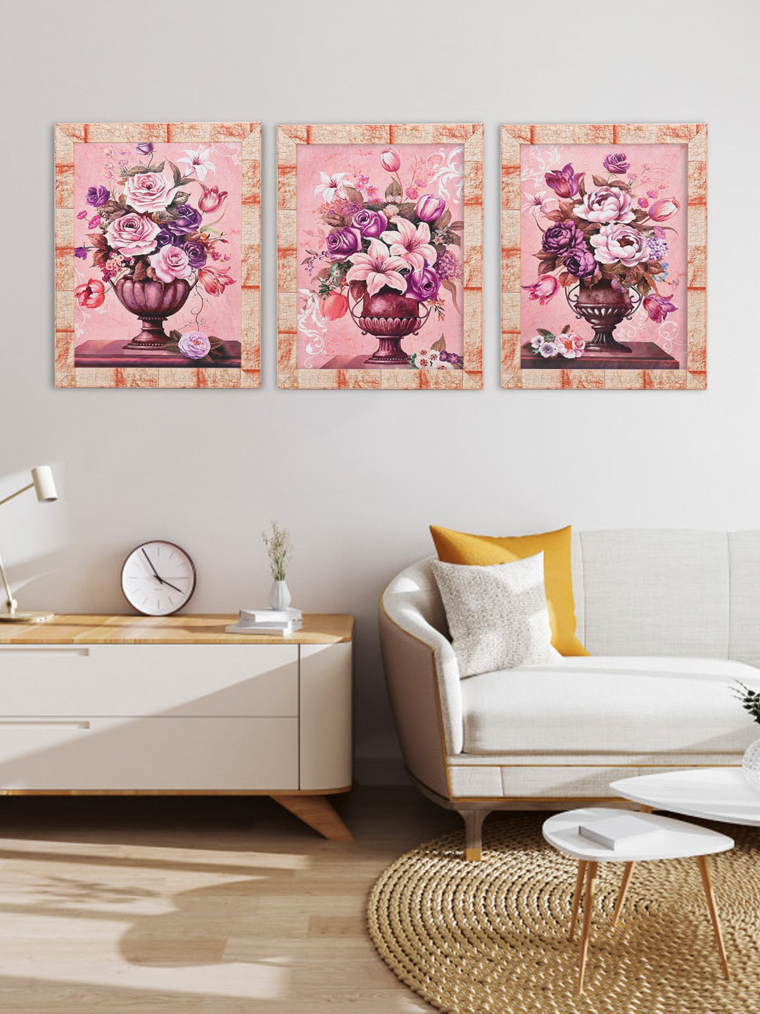 

Indianara Set of 3 Flowers in Vases Framed Art Prints, Pink