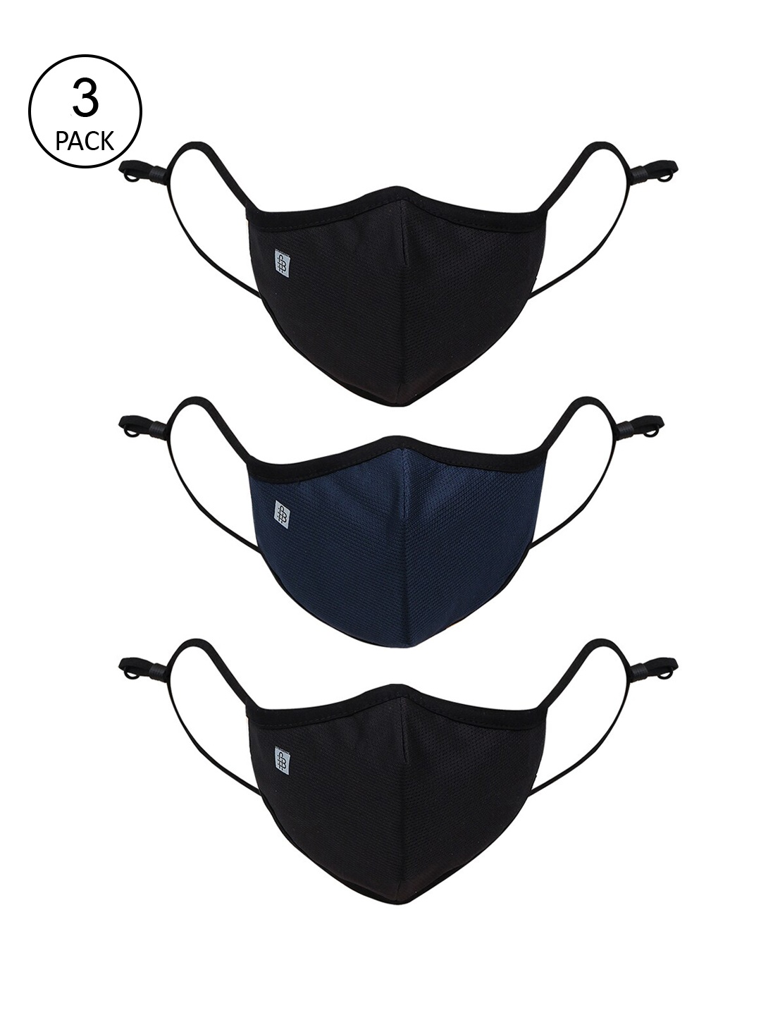 

Bonjour Unisex Pack Of 3 Assorted 3-ply Cotton Reusable Cloth Mask