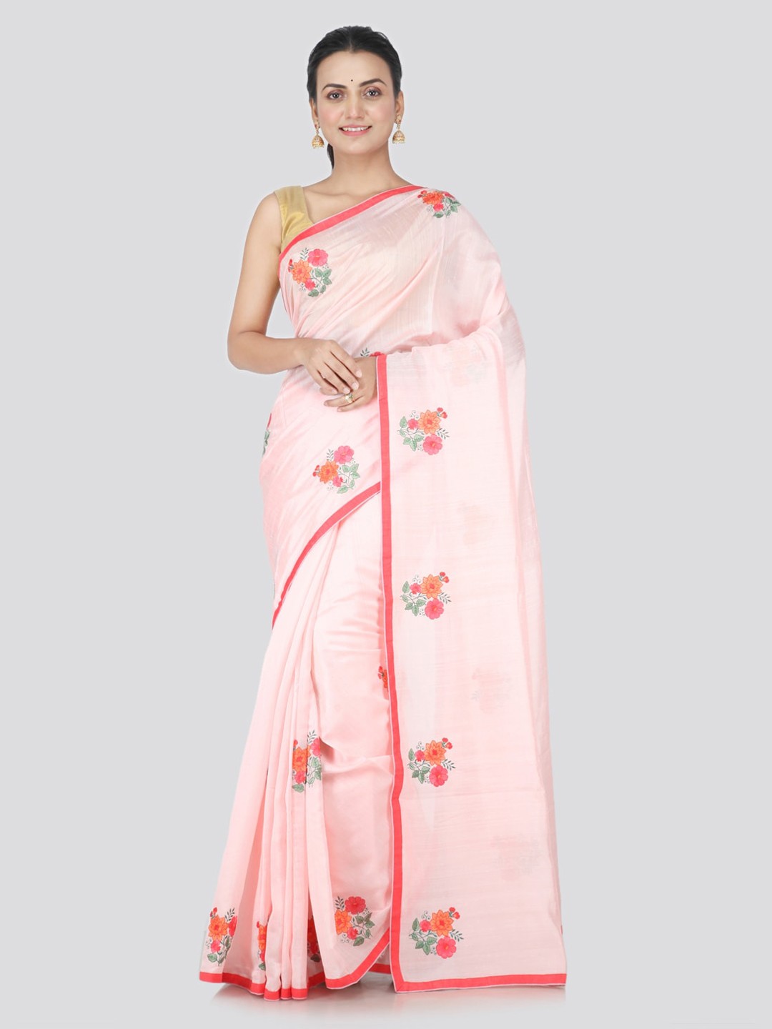 

PinkLoom Pink Embroidered Pure Silk Saree