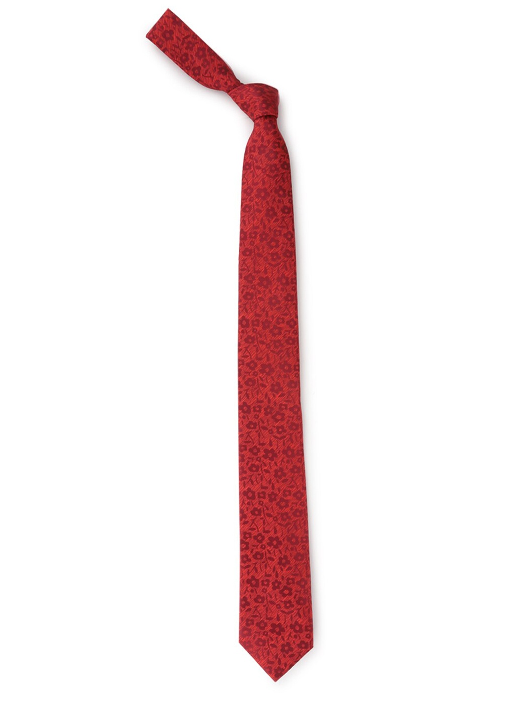 

Louis Philippe Red Silk Woven Design Broad Tie