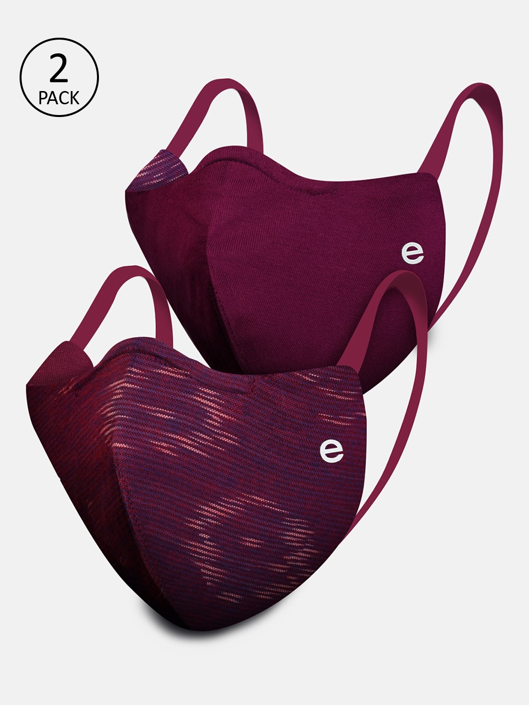 

Enamor Women Pack Of Burgundy & Blue Reusable Reversible Protective Outdoor Face Masks
