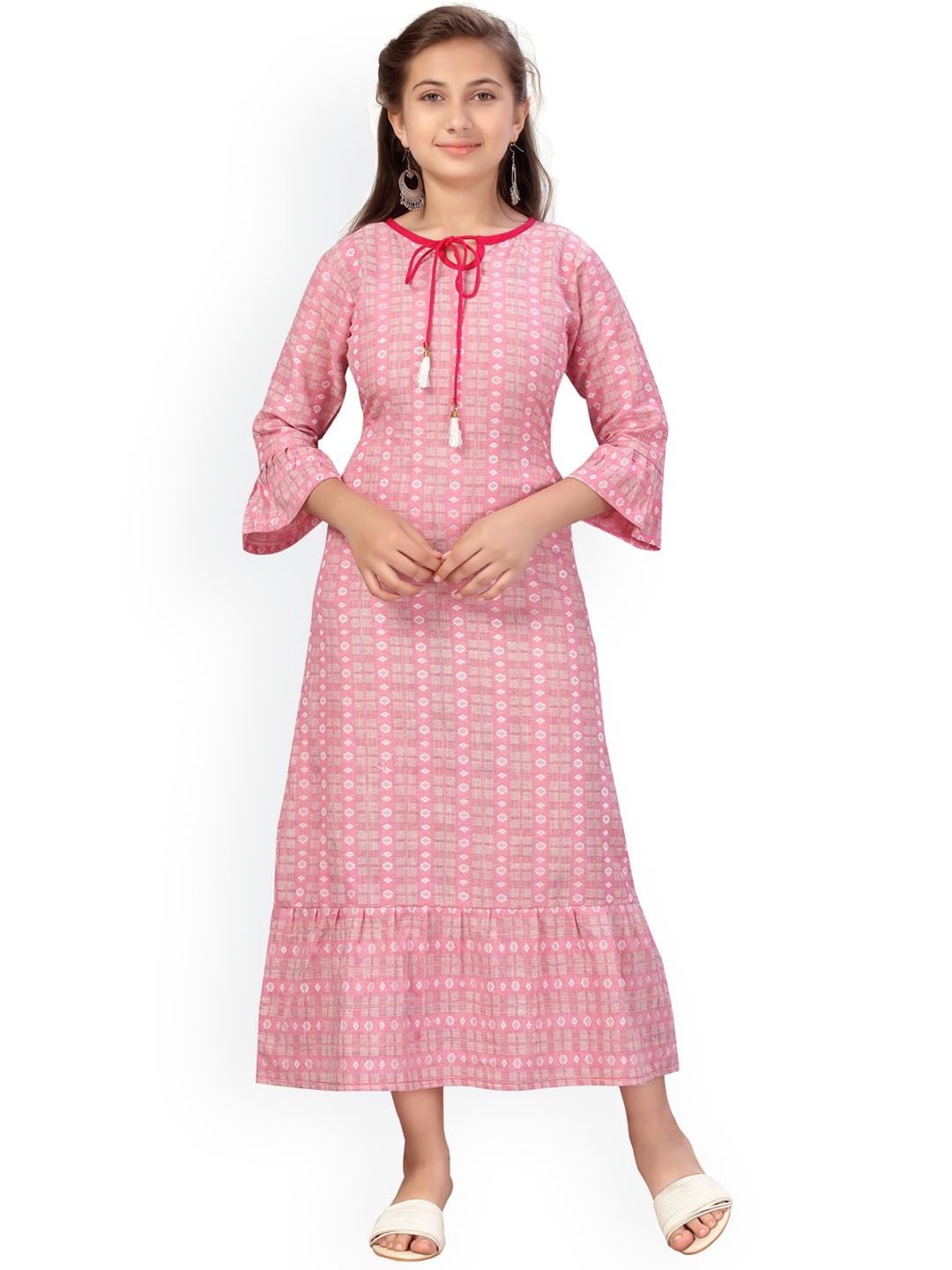 

Aarika Girls Pink Printed Maxi Dress